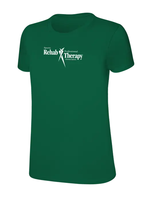 Womens Ring Spun Kelly Green 4.5 oz T-Shirt w/Sports Rehab Logo