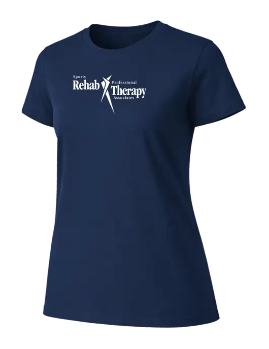 Womens Ring Spun Navy 4.5 oz T-Shirt w/Sports Rehab Logo