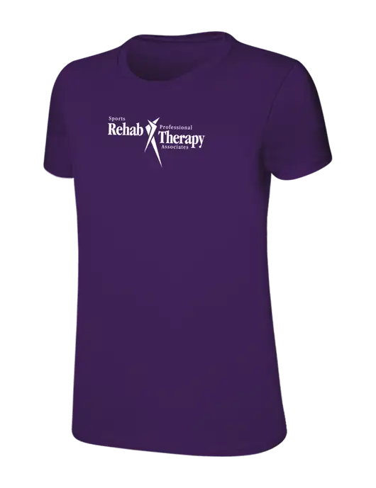Womens Ring Spun Purple 4.5 oz T-Shirt w/Sports Rehab Logo