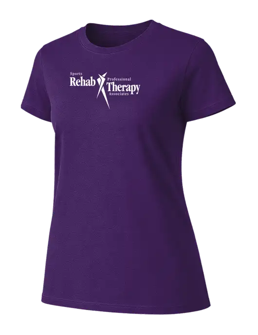 Womens Ring Spun Purple 4.5 oz T-Shirt w/Sports Rehab Logo
