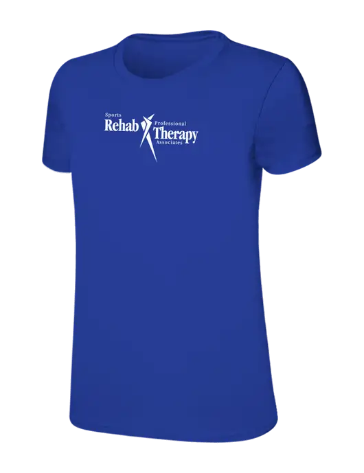 Womens Ring Spun Royal 4.5 oz T-Shirt w/Sports Rehab Logo