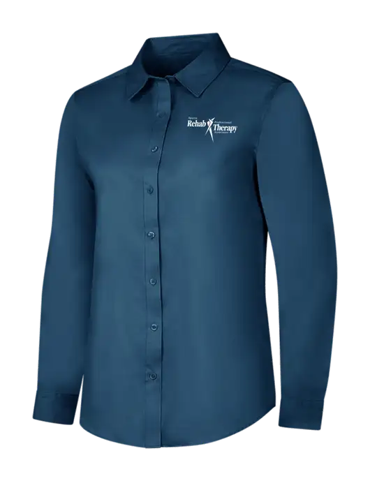 Light Navy Womens Long Sleeve Superpro React Twill Shirt w/Sports Rehab Logo