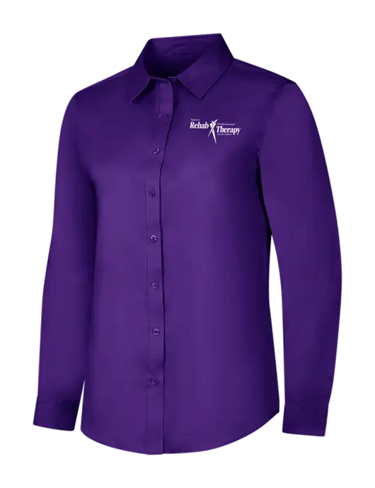 Purple Womens Long Sleeve Superpro React Twill Shirt w/Sports Rehab Logo