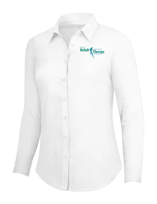 White Womens SuperPro Oxford Shirt w/Sports Rehab Logo