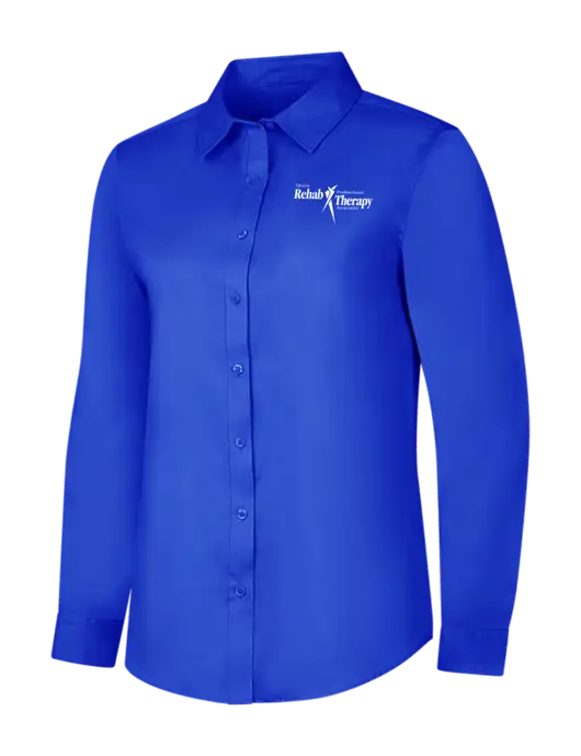 Womens Long Sleeve Dark Royal Superpro React Twill Shirt w/Sports Rehab Logo