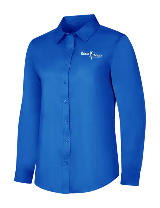 Womens Long Sleeve Royal Blue Superpro React Twill Shirt w/Sports Rehab Logo