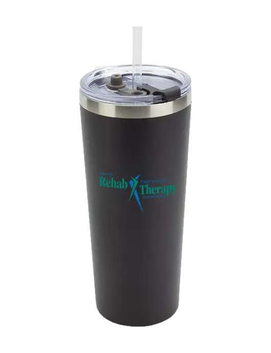 Brighton Black 20 oz Insulated Tumbler & Straw w/Sports Rehab Logo