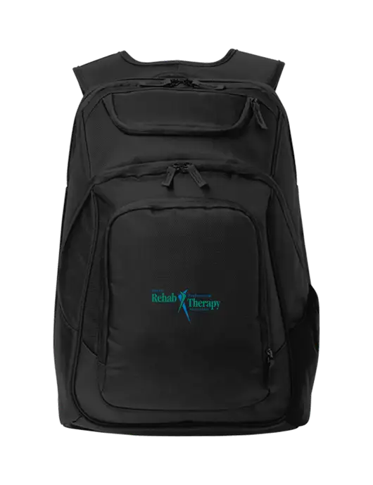 Executive Black Laptop Backpack w/Sports Rehab Logo