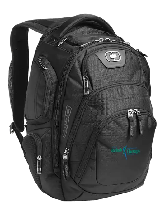 OGIO Black Stratagem Laptop Backpack w/Sports Rehab Logo