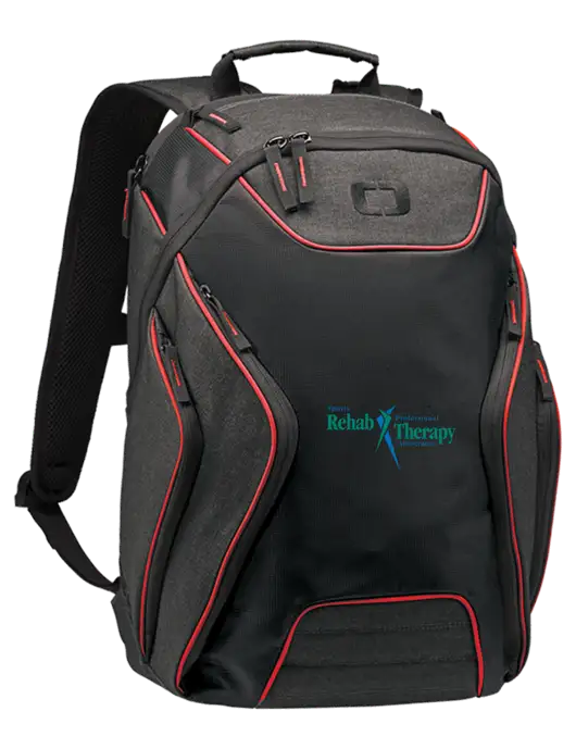 OGIO Red/Heather Grey Hatch Laptop Backpack
 w/Sports Rehab Logo