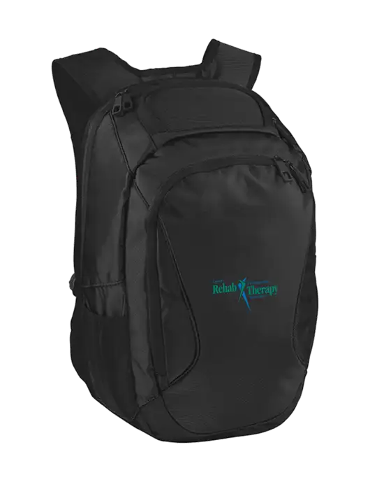 Stealth Black Laptop Backpack w/Sports Rehab Logo