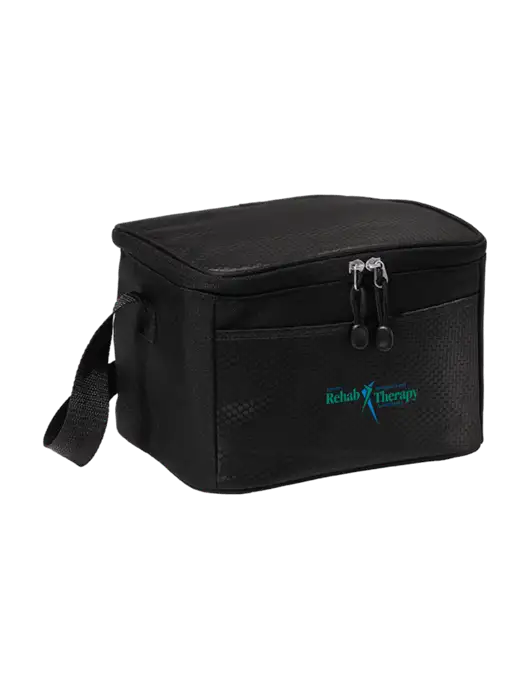 6 Can Black/Black Cube Cooler w/Sports Rehab Logo