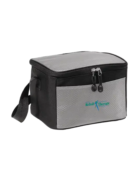 6 Can Grey/Black Cube Cooler w/Sports Rehab Logo