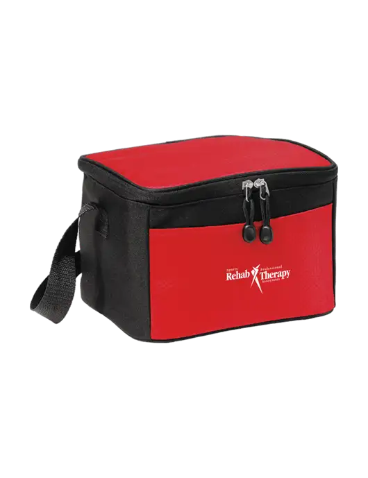 6 Can Red/Black Cube Cooler  w/Sports Rehab Logo