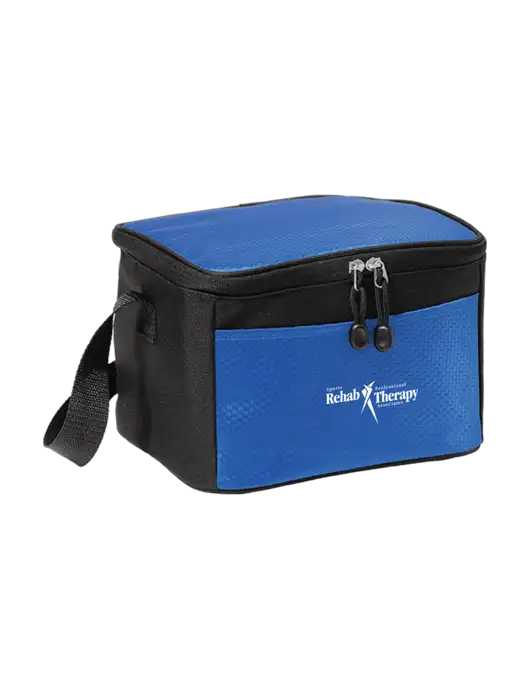 6 Can Twilight Blue/Black Cube Cooler w/Sports Rehab Logo