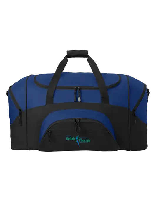 Standard Colorblock Royal/Black Sport Duffel w/Sports Rehab Logo