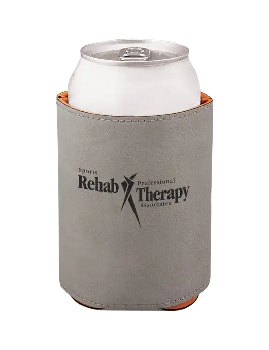 Grey Leatherette Beverage Holder w/Sports Rehab Logo