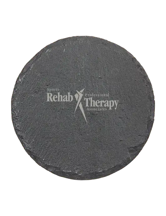 Round Slate Coaster w/Sports Rehab Logo