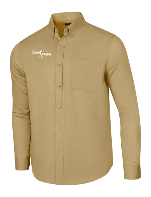 Long Sleeve Dark Tan Superpro React Twill Shirt w/Sports Rehab Logo