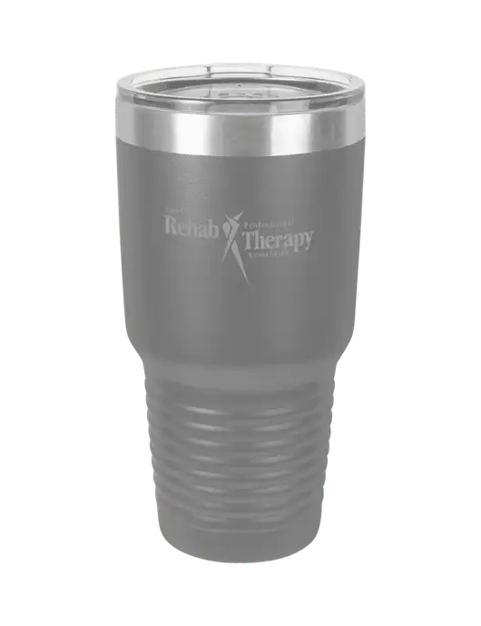 Polar Camel 30 oz Powder Coated Grey Vacuum Insulated Tumbler w/Sports Rehab Logo