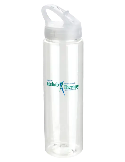 Buddy Clear 32 oz PET Bottle with Flip Lid w/Sports Rehab Logo