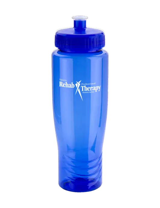 Roam Blue 28 oz Eco-Polyclear Bottle with Push Pull Lid w/Sports Rehab Logo
