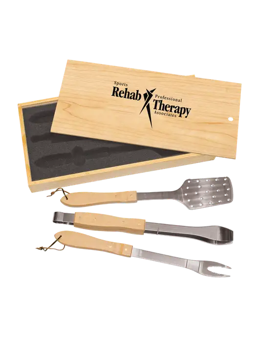 Wood BBQ Gift Set w/Sports Rehab Logo