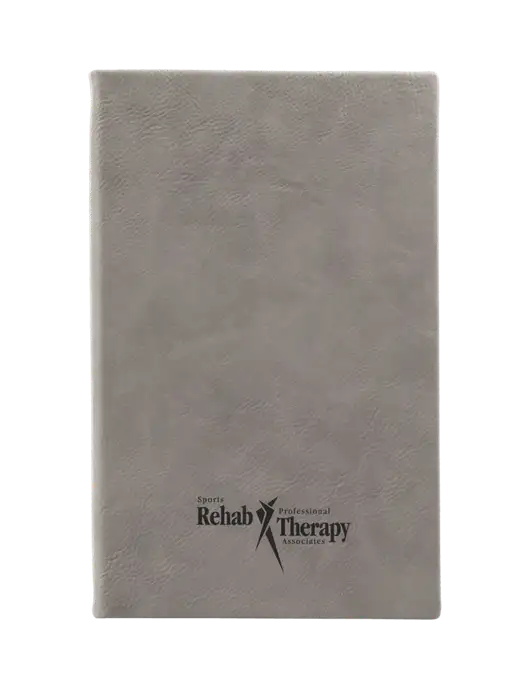 Grey Leatherette 5.25 x 8.25 Journal w/Sports Rehab Logo