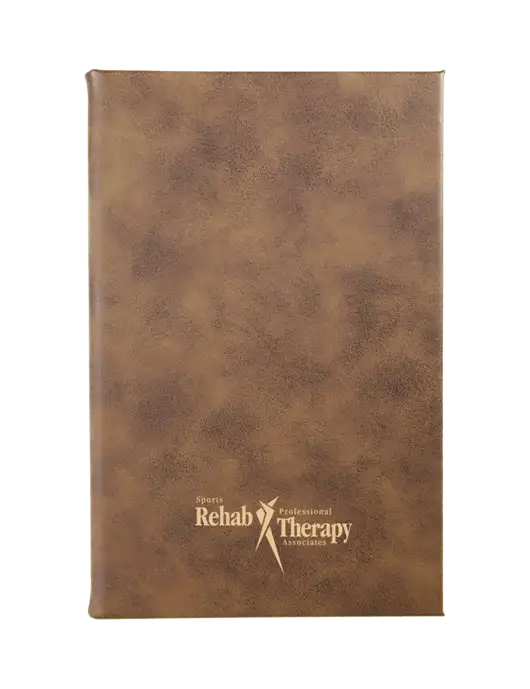 Rustic Leatherette 5.25 x 8.25 Journal w/Sports Rehab Logo