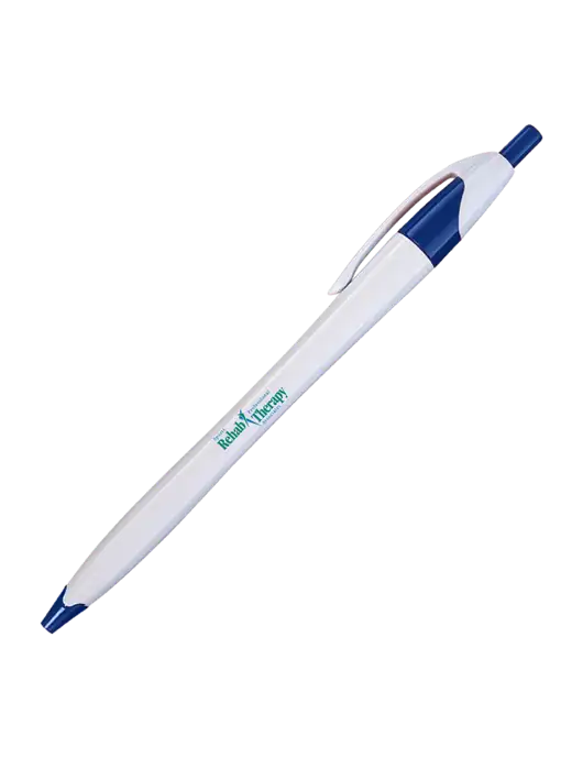 Novella White/Royal Classic Pen - Blue Ink w/Sports Rehab Logo