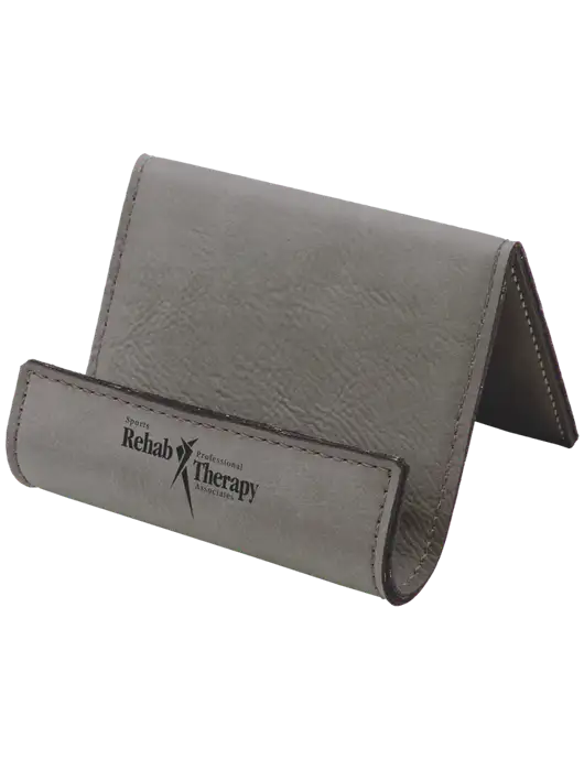 Grey Leatherette Card & Phone Holder w/Sports Rehab Logo