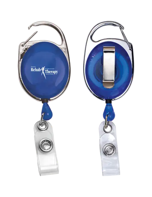 Royal Carabiner Style Badge Reel and Badge Holder w/Sports Rehab Logo