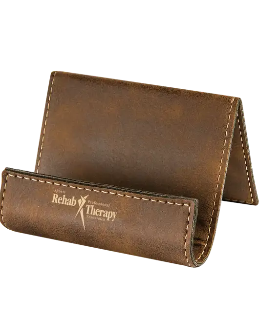 Rustic Leatherette Card & Phone Holder w/Sports Rehab Logo