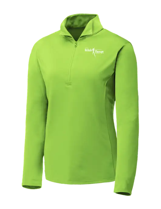 Lime Shock Womens Posicharge Competitor ¼ Zip Pullover w/Sports Rehab Logo
