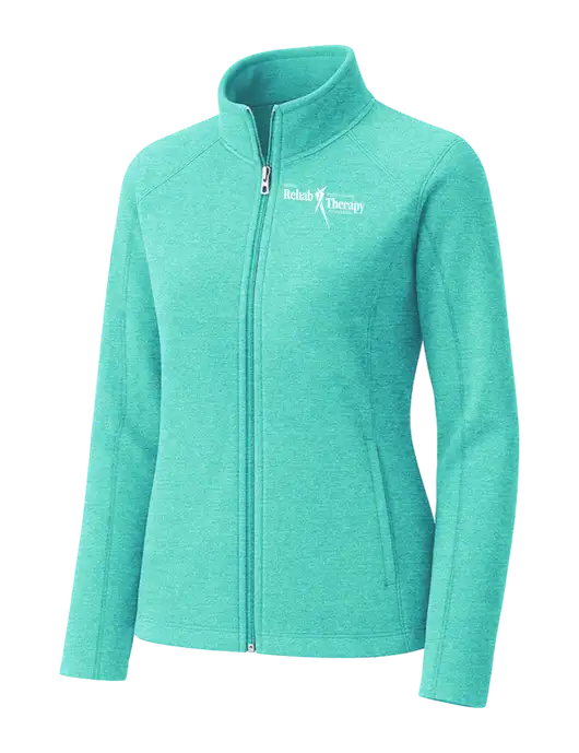 Aqua Green Womens Heather Microfleece Full-Zip Jacket w/Sports Rehab Logo