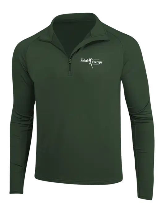 Dark Green Sport Wick Stretch 1/4 Zip Pullover w/Sports Rehab Logo