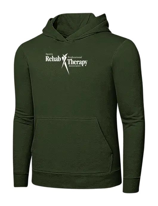 Very Dark Olive 7.8 oz Ring Spun Hooded Sweatshirt w/Sports Rehab Logo