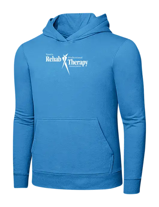 Light Aqua Blue 7.8 oz Ring Spun Hooded Sweatshirt w/Sports Rehab Logo