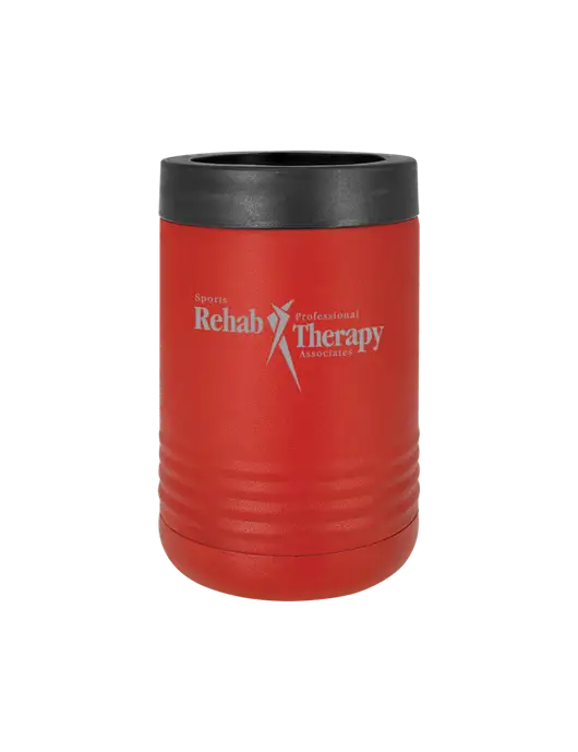 Polar Camel 12 oz Powder Coated Red Vacuum Insulated Beverage Holder w/Sports Rehab Logo